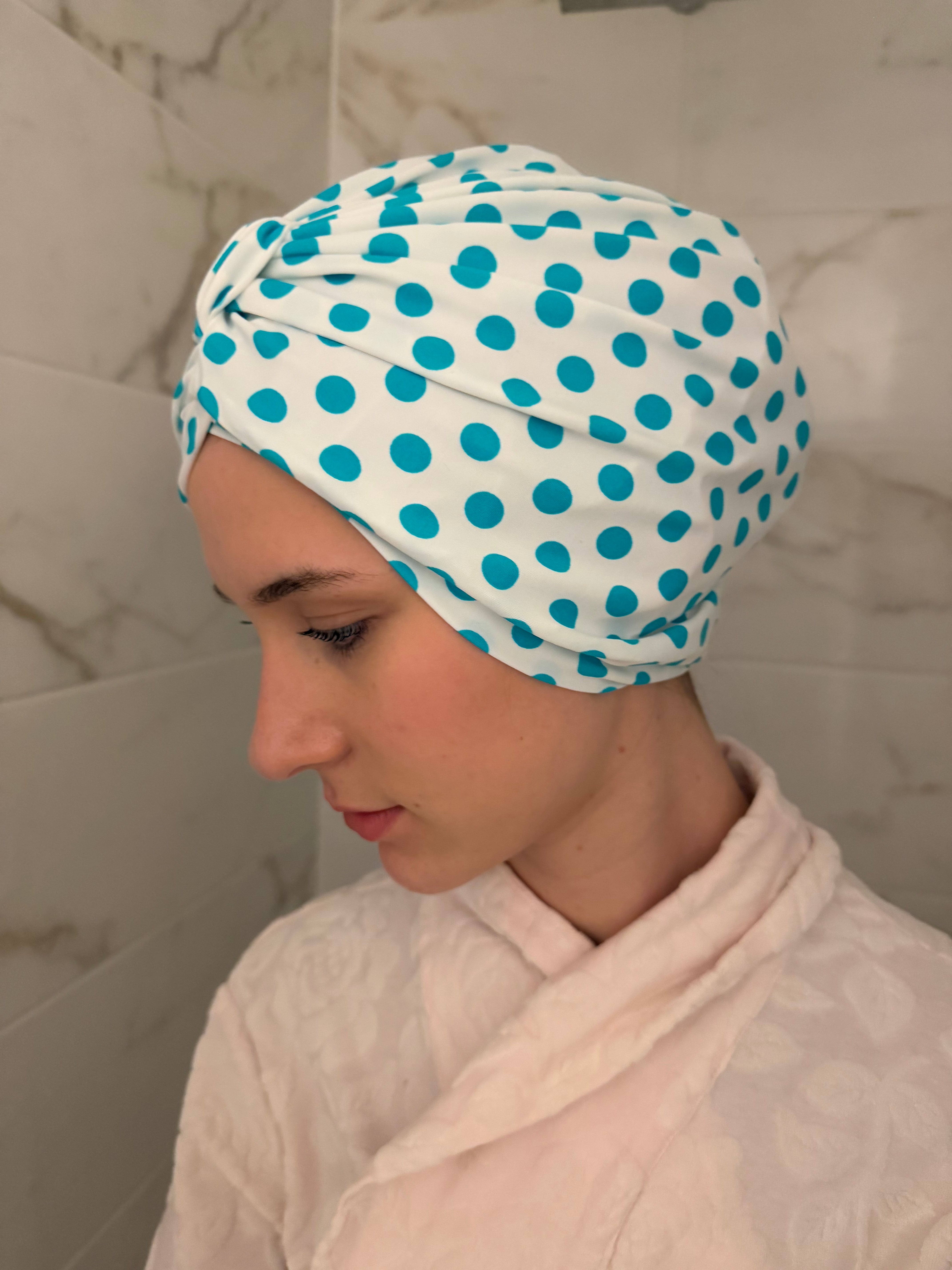 Aqua Spot Lycra Shower Turban