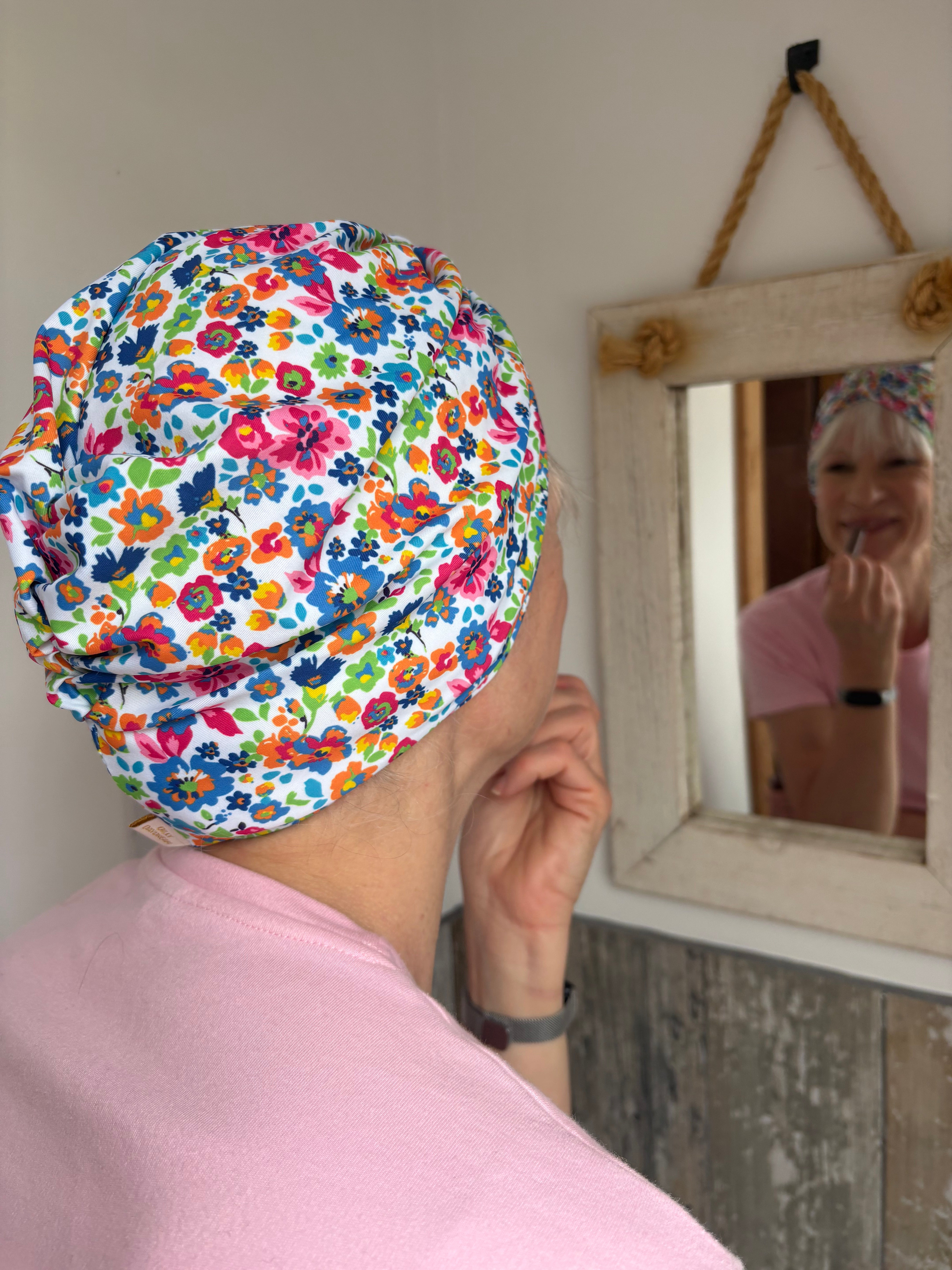 Garden Flowers Jersey Lined Drying Turban