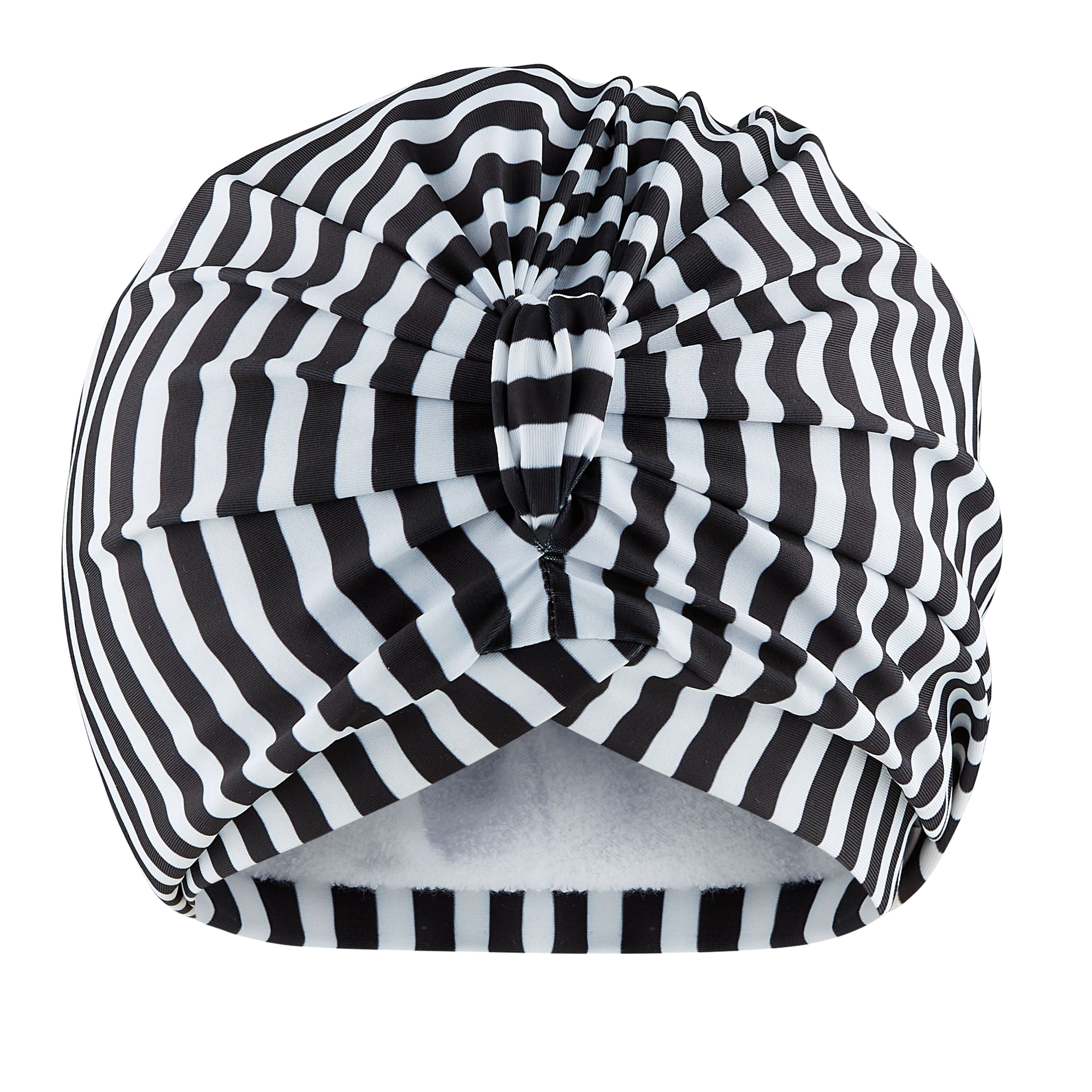 Stripey Black Towelling Lined Drying Turban