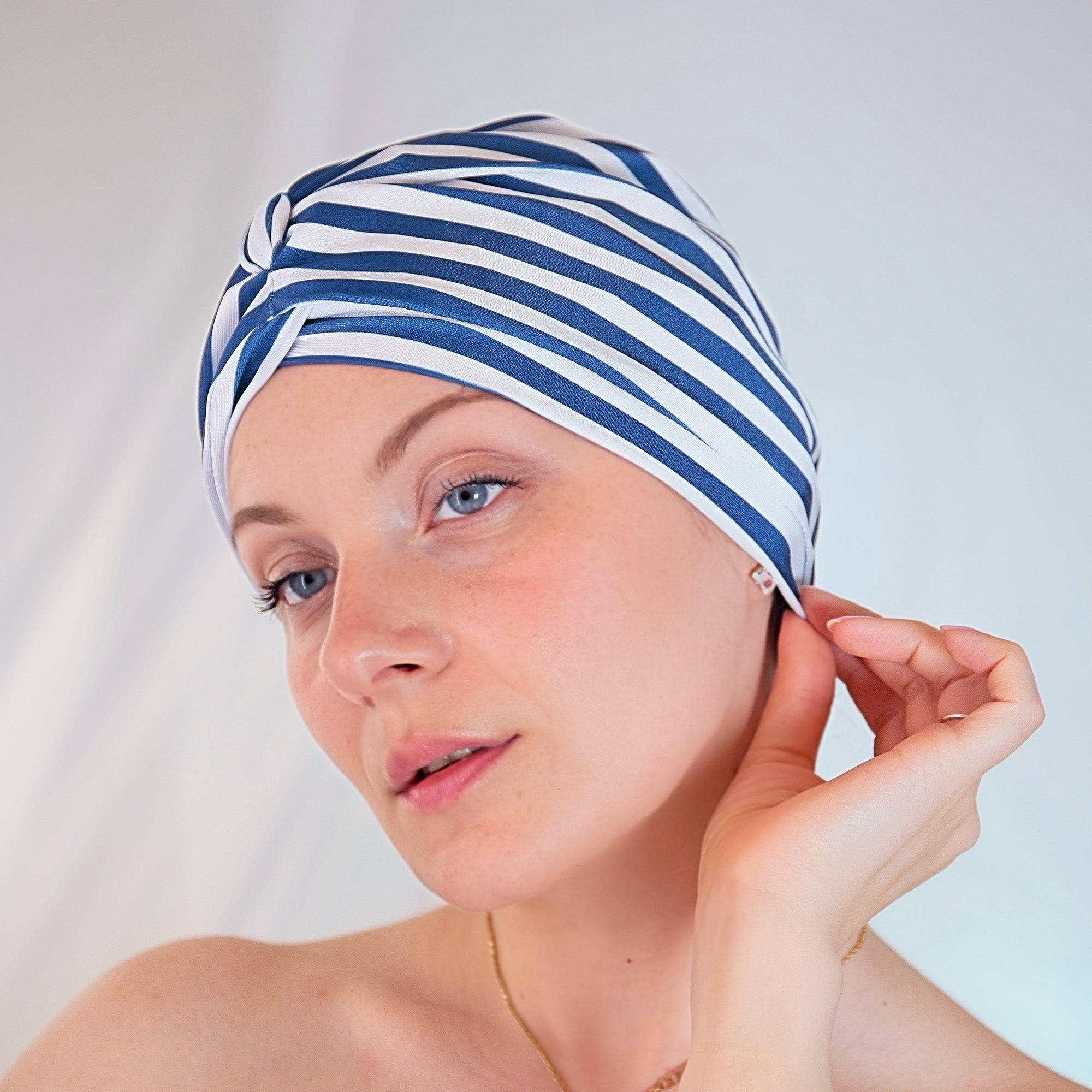 Stripey Blue Shower Turban