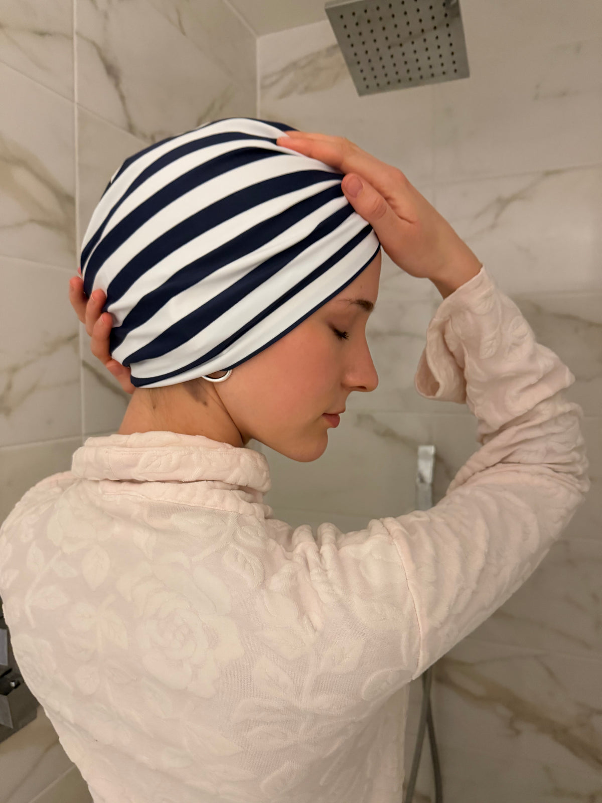 Stripey Blue Shower Turban