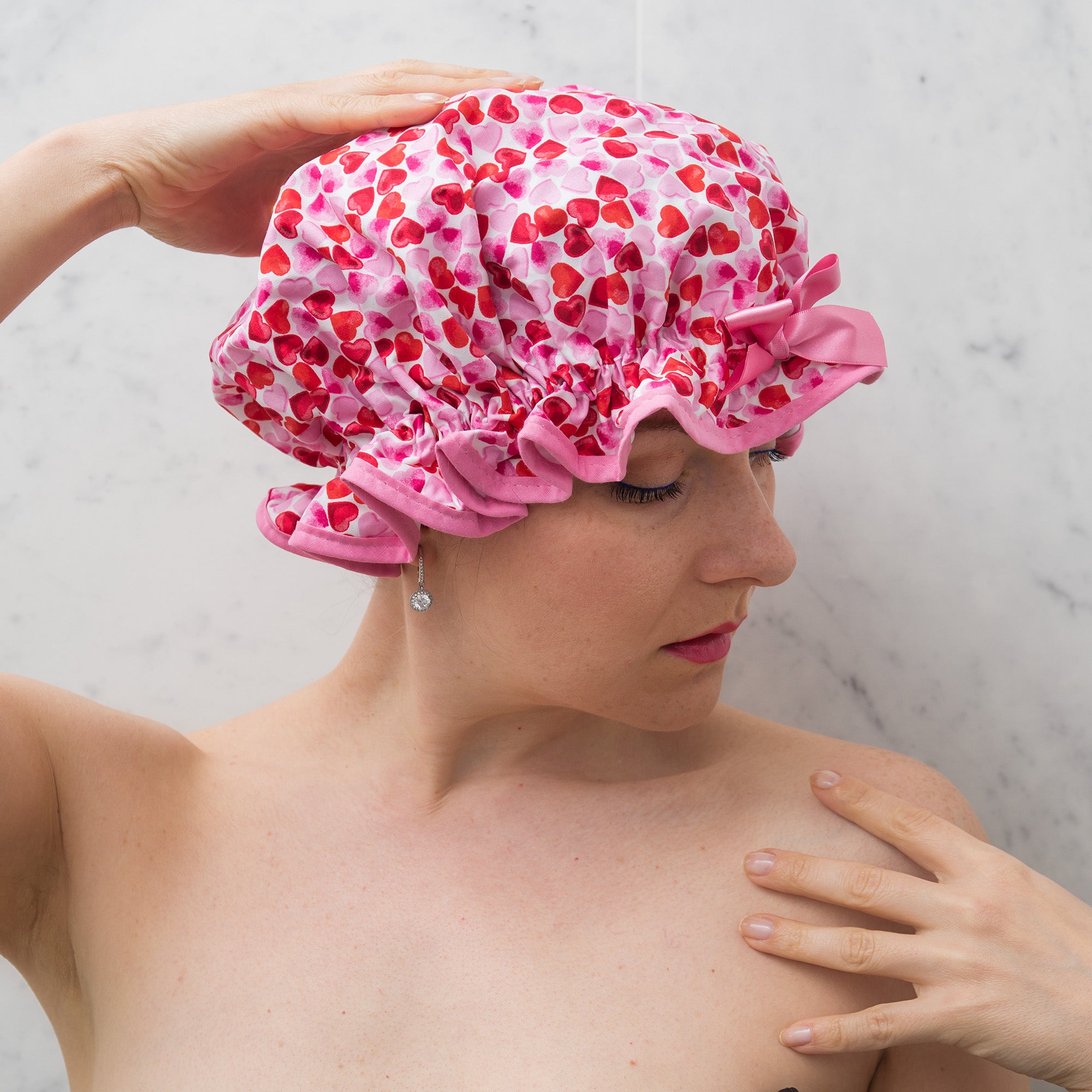 Hearts Shower Cap