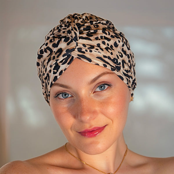 Leopard Print Lycra Shower Turban