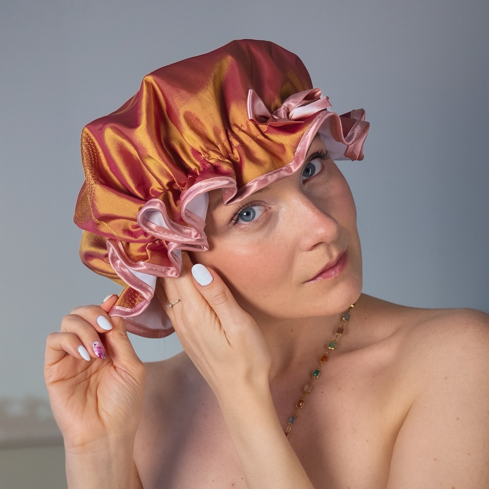 Golden Circles Shower Cap