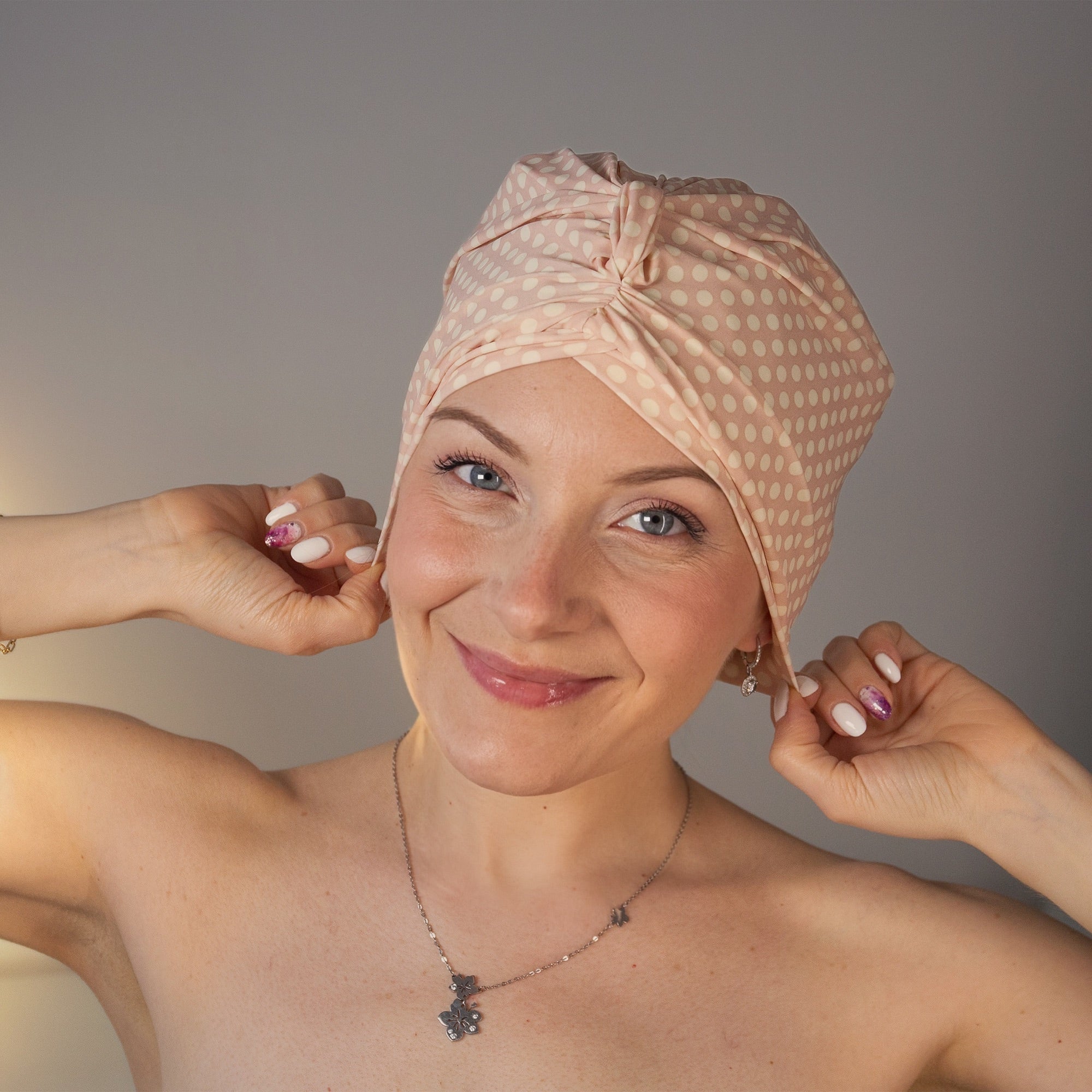 Polka Dot Blush Shower Turban