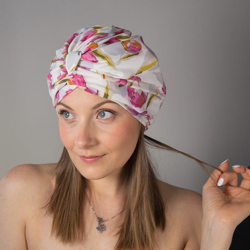 Tulips Jersey Lined Drying Turban