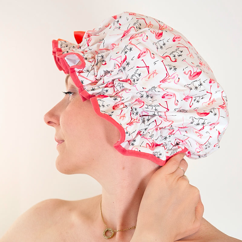 Pretty Flamingo Ivory Shower Cap