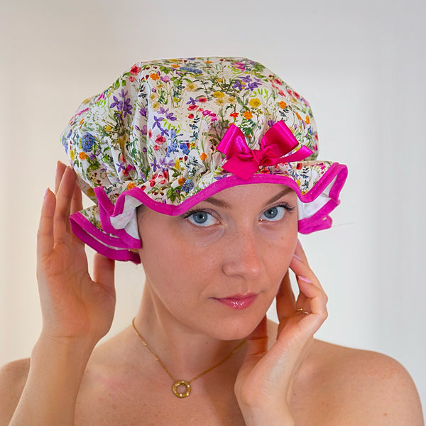 Wild Meadow Pink Shower Cap