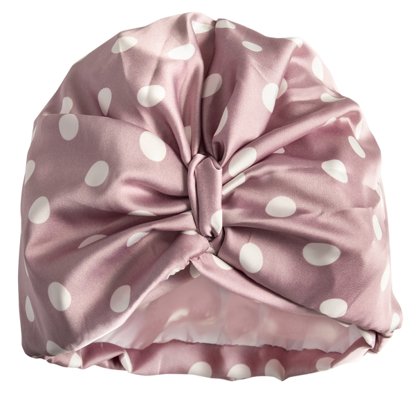Mauve Spot Towelling Lined Drying Turban