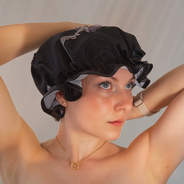 Black Ribbons Shower Cap