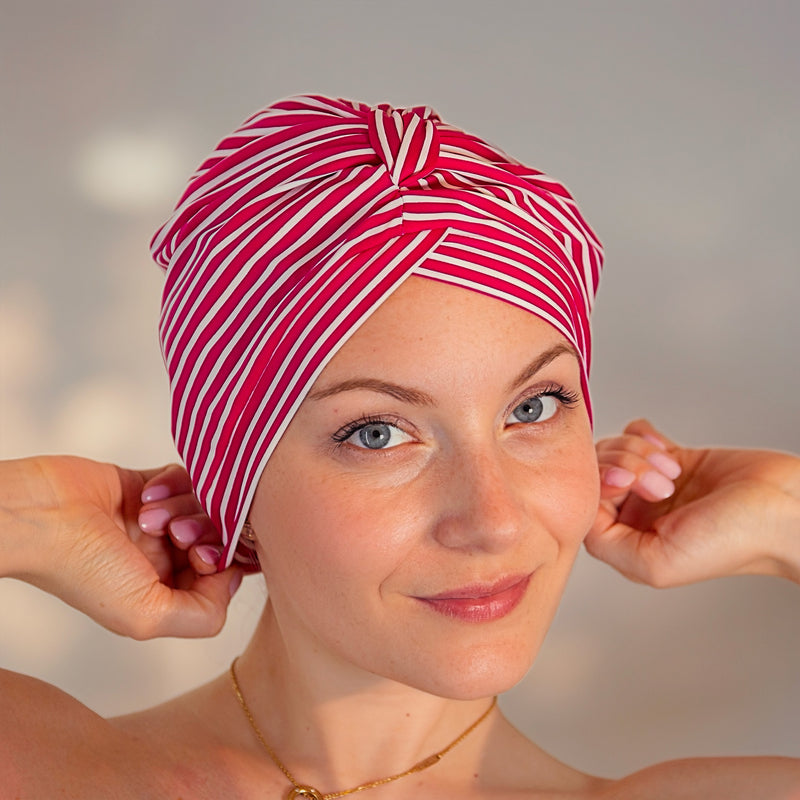 Pink Candy Stripe Shower Turban