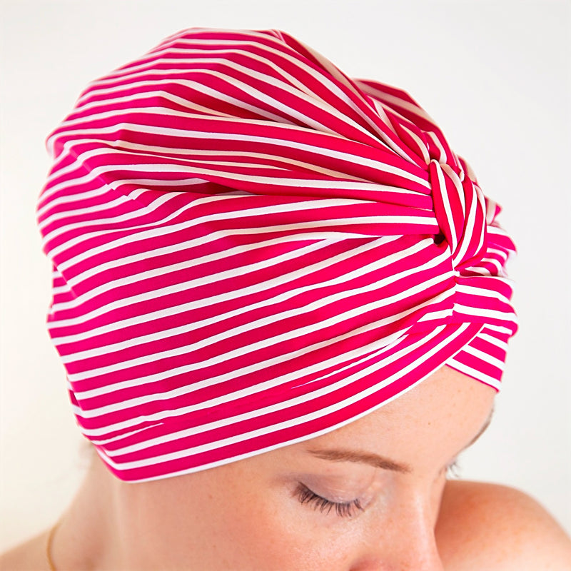 Pink Candy Stripe Shower Turban