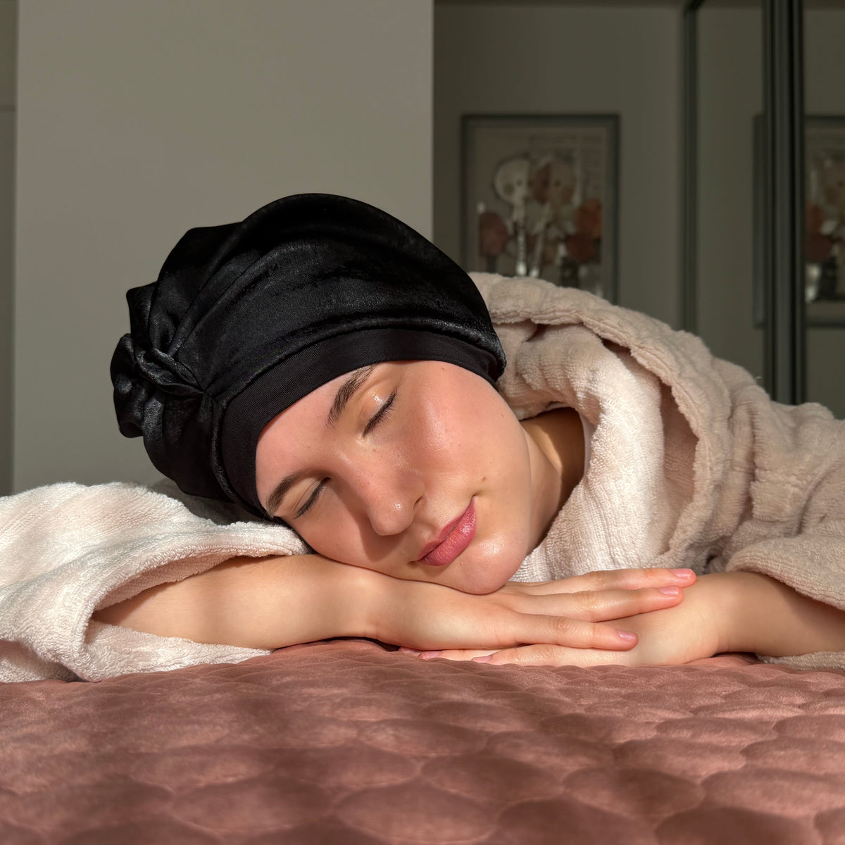 Black Silk Sleep Turban