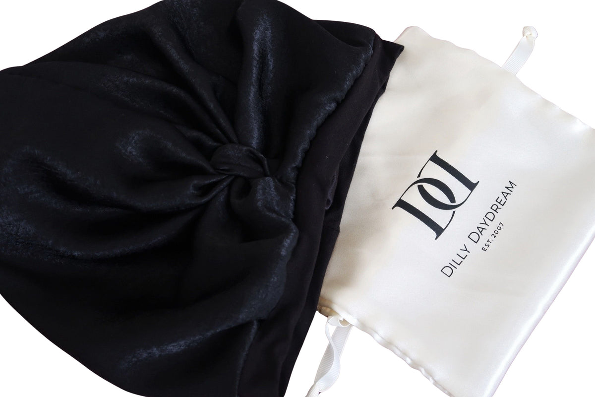 Black Silk Sleep Turban