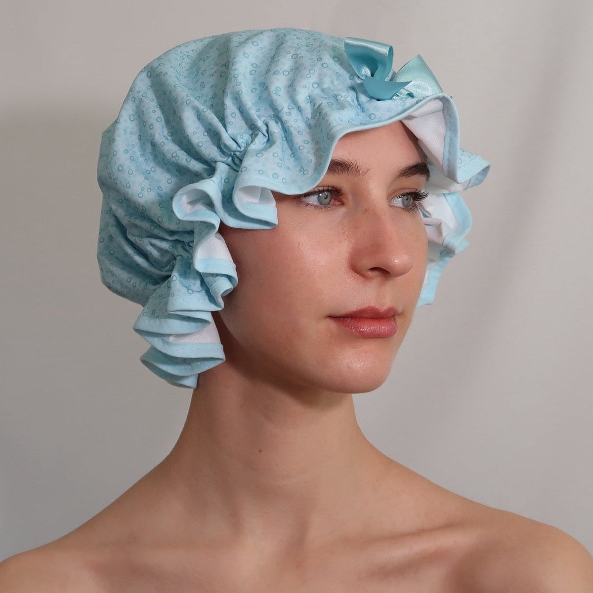 Blue Bubbles Shower Cap