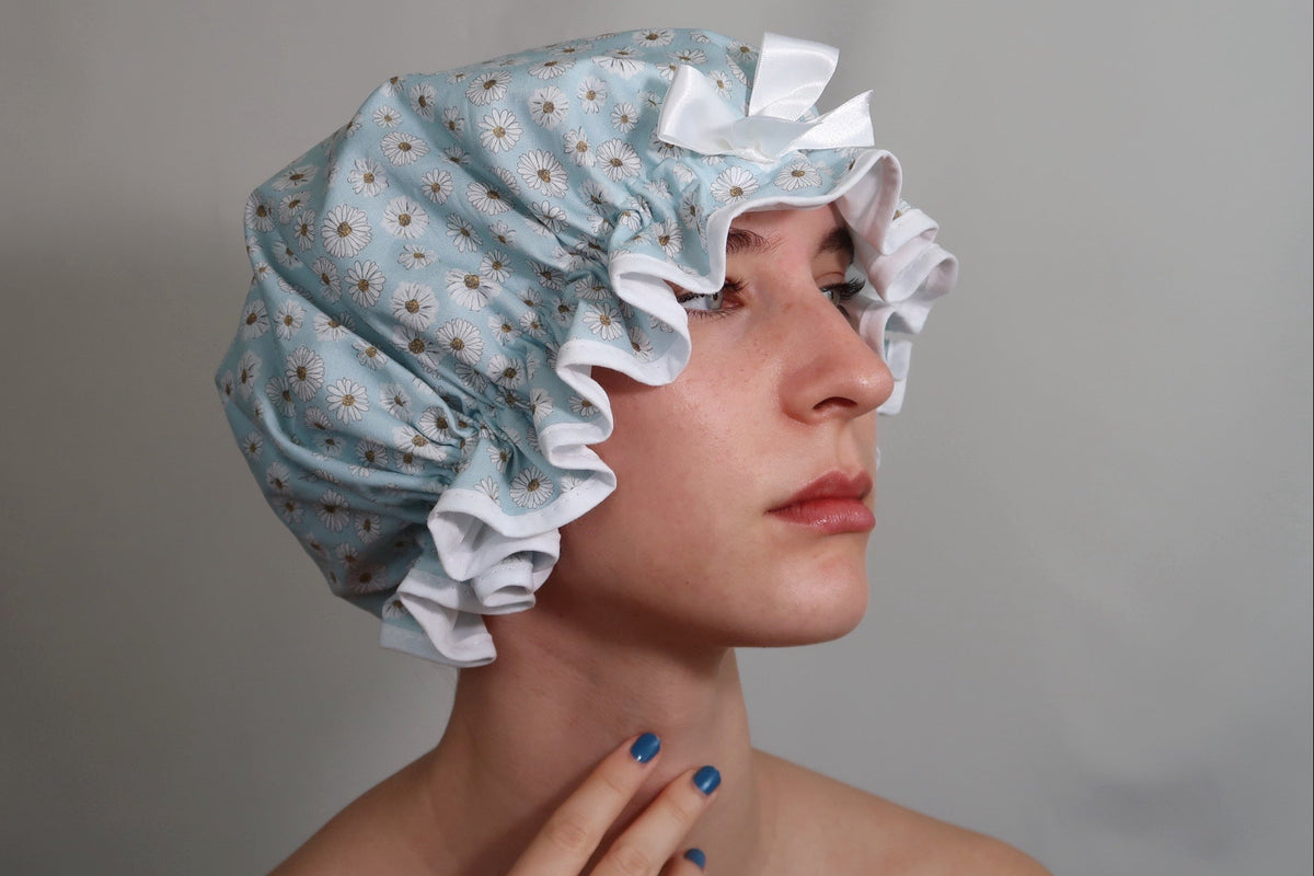 Daisy Blue Shower Cap