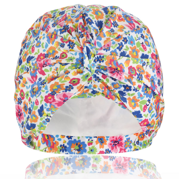 Drying Turban - Elegant Luxury Turban Style Hat for Women - British-made. Feminine Floral Lycra Print Fabric - Bamboo Jersey Lining - Washable, Re-usable - Dilly Daydream
