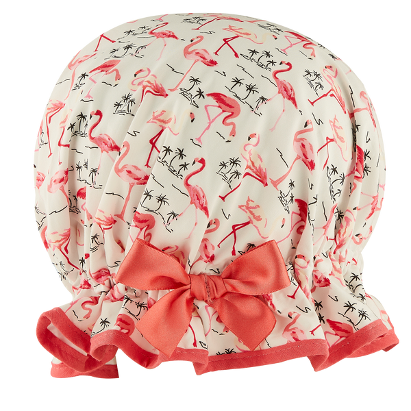 Luxury Shower Cap For Children Pretty Flamingo Ivory Cotton