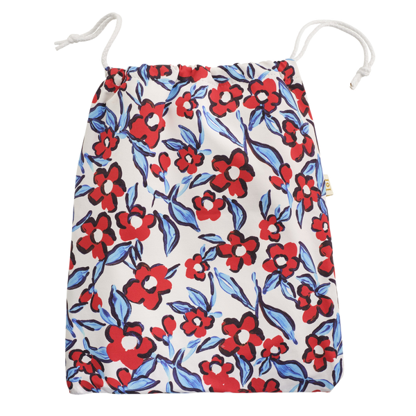 New! Red Flowers Lycra Drawstring Wash Bag