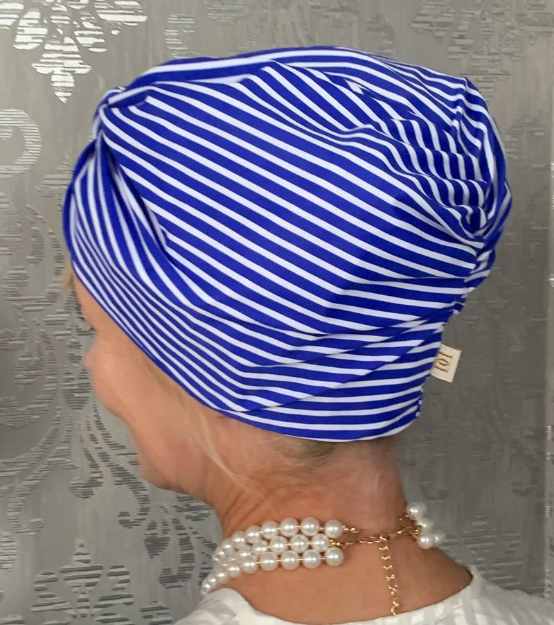 Royal Blue Stripe Shower Turban
