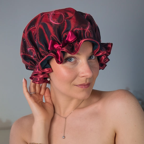 Ruby Ribbons Shower Cap