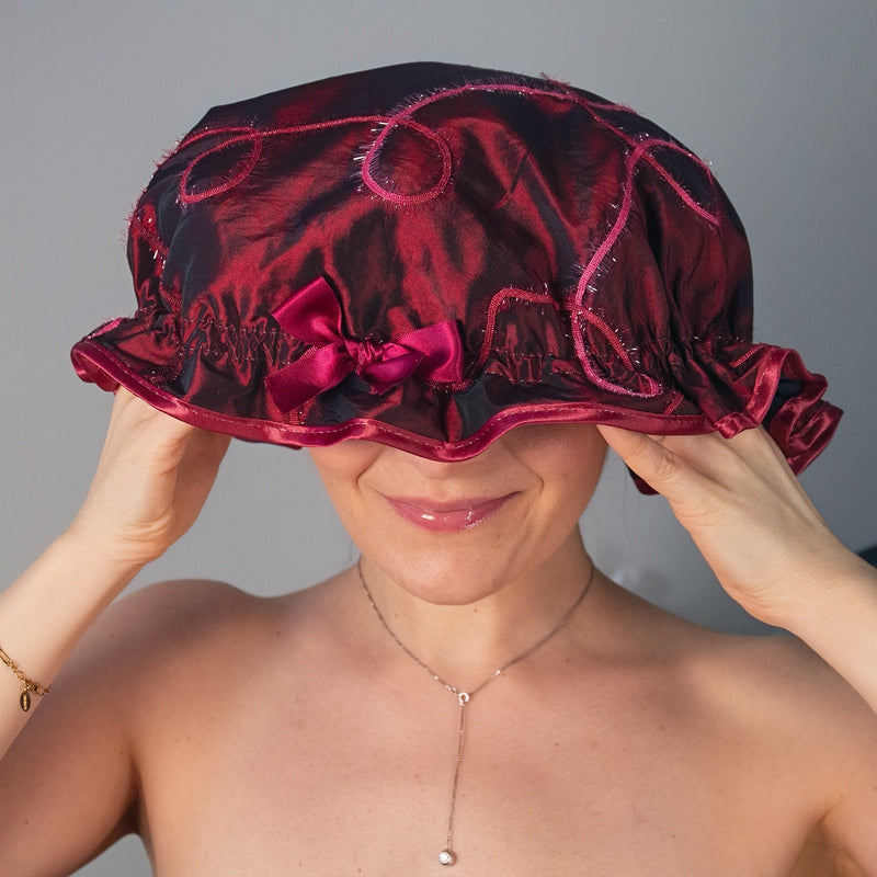 Ruby Ribbons Shower Cap