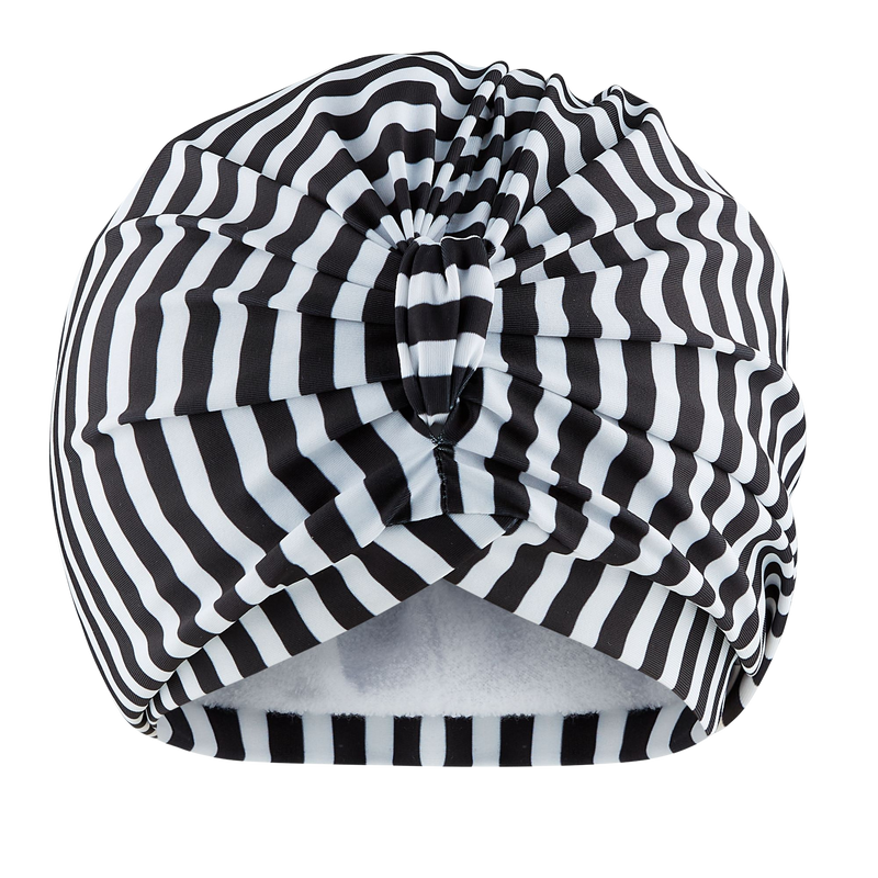 Stripey Black Towelling Lined Drying Turban