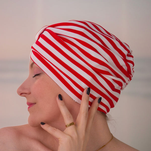 NEW! Stripey Red Shower Turban