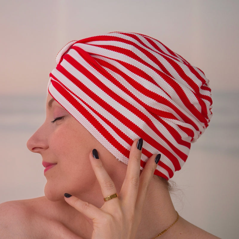 NEW! Stripey Red Shower Turban