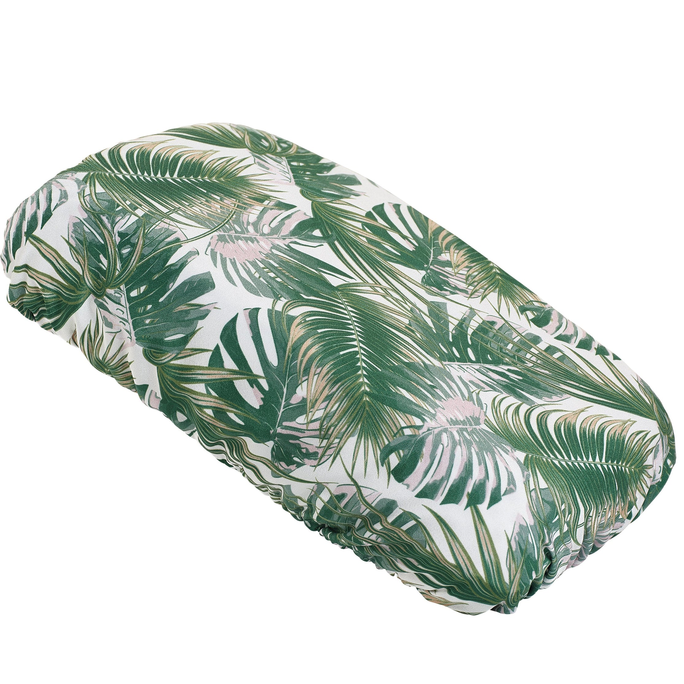 Palm leaf print green bath pillow