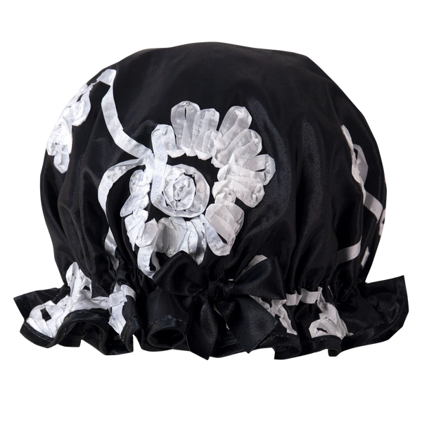 White Ribbons Shower Cap