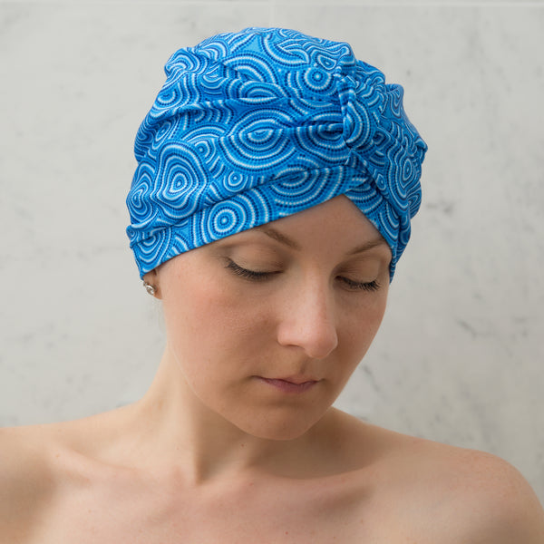 Blue Ripple Shower Turban