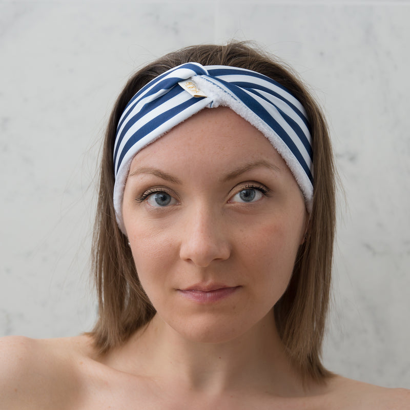 Stripey Blue Lycra Hairband